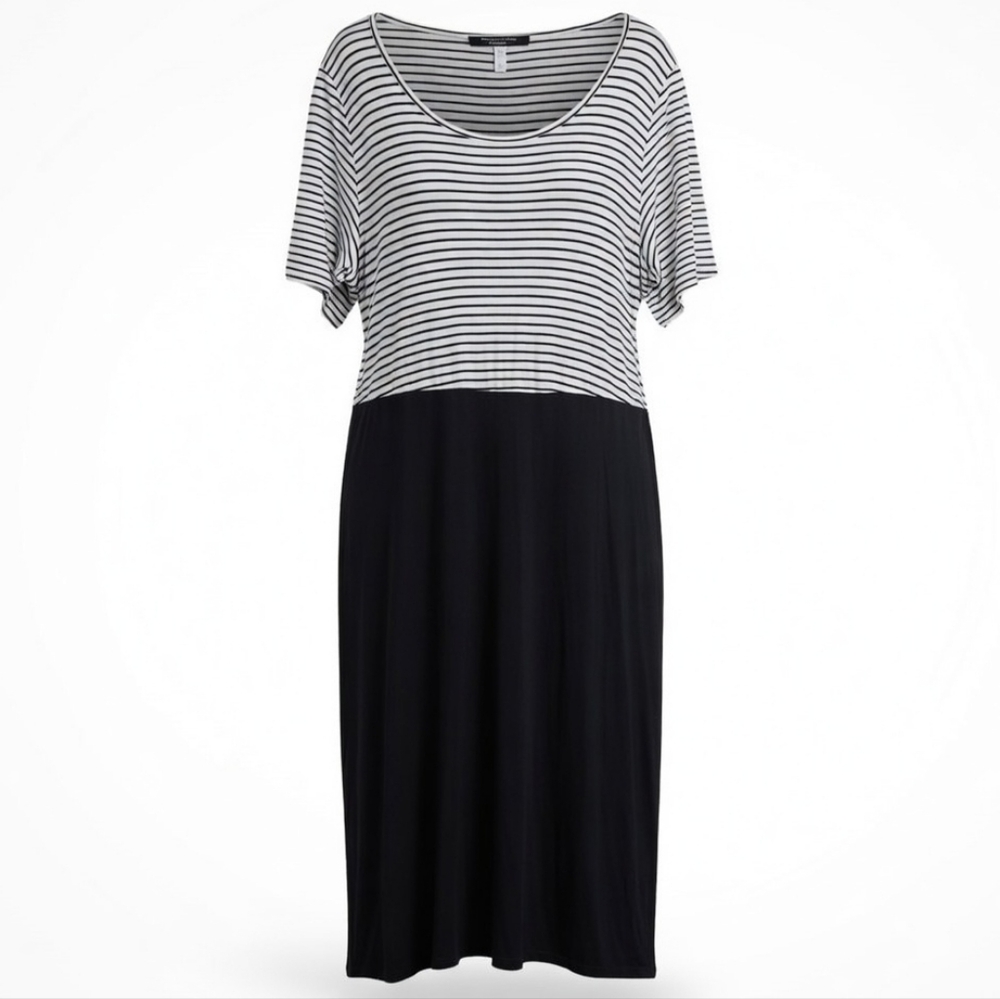 Chris & Carol Black and White Striped Midi Dress